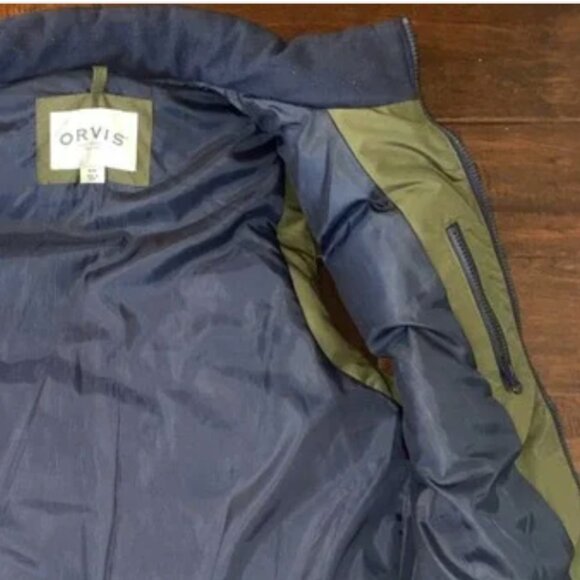 Orvis Mens Olive Navy Puffer Vest Sz M Warm Comfort Pockets Casual Outdoors - Picture 9 of 9